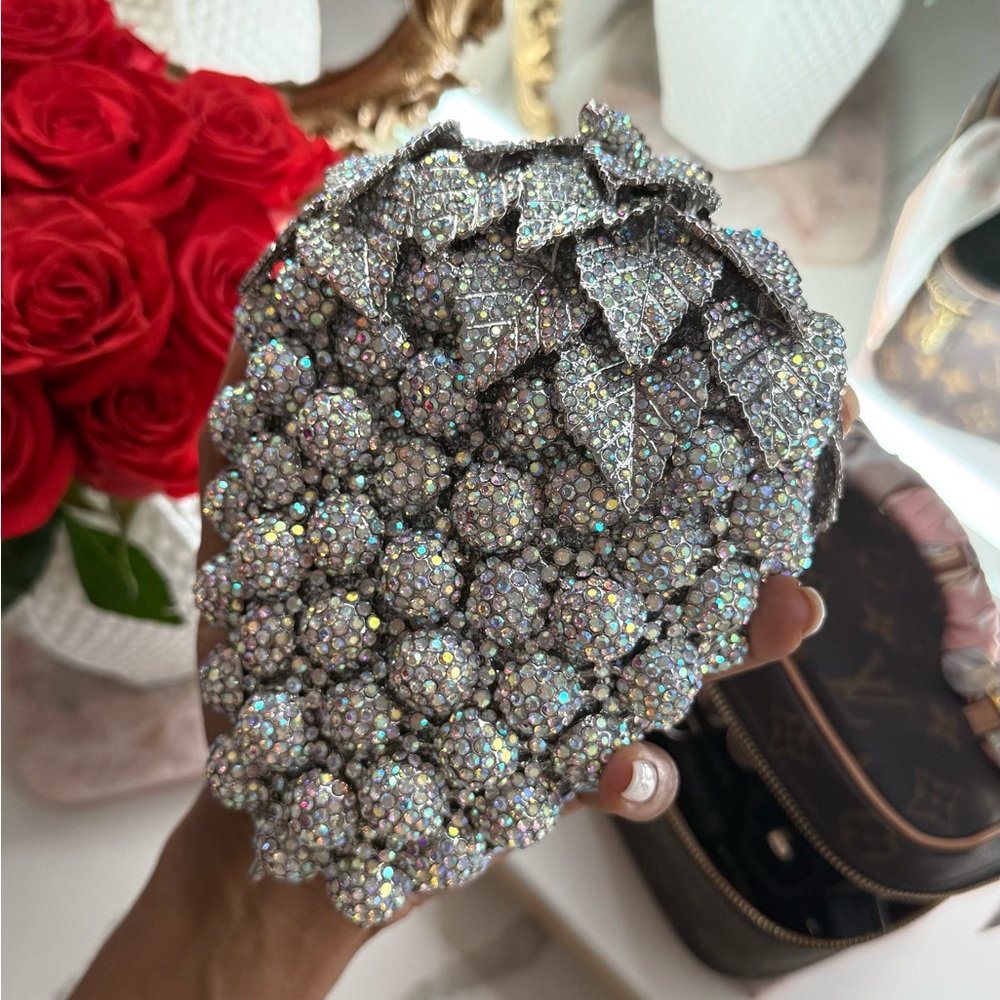 Sparkling Silver Grape Clutch